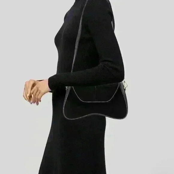 Elleme Black White Contrast Topstitch Bag - Picture 8 of 9